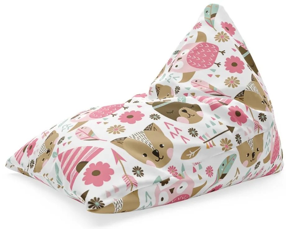 Sac de șezut Triangl animăluțe de pădure, colorat