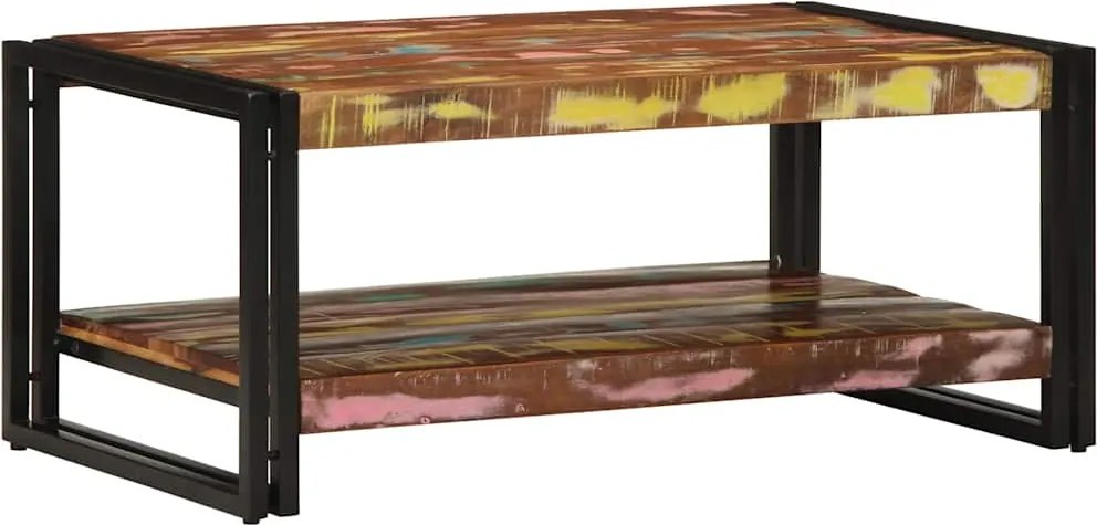 vidaXL Masuta de cafea multicolora 90x50x38 cm lemn masiv recuperat