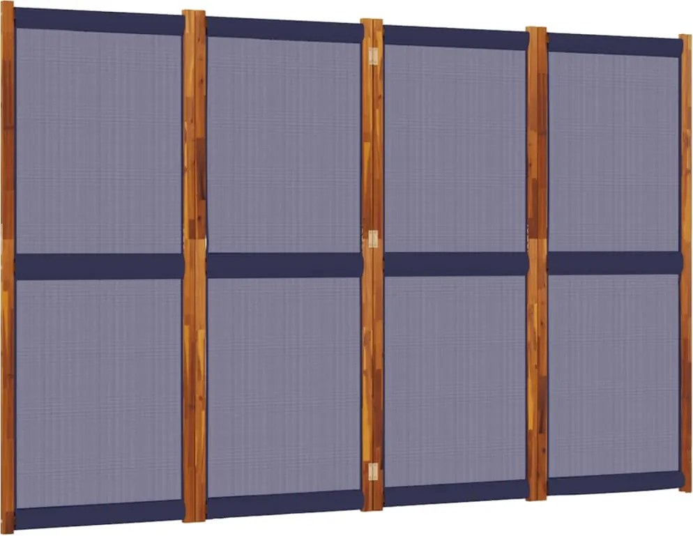 vidaXL Paravan de cameră cu 4 panouri, albastru închis, 280x180 cm
