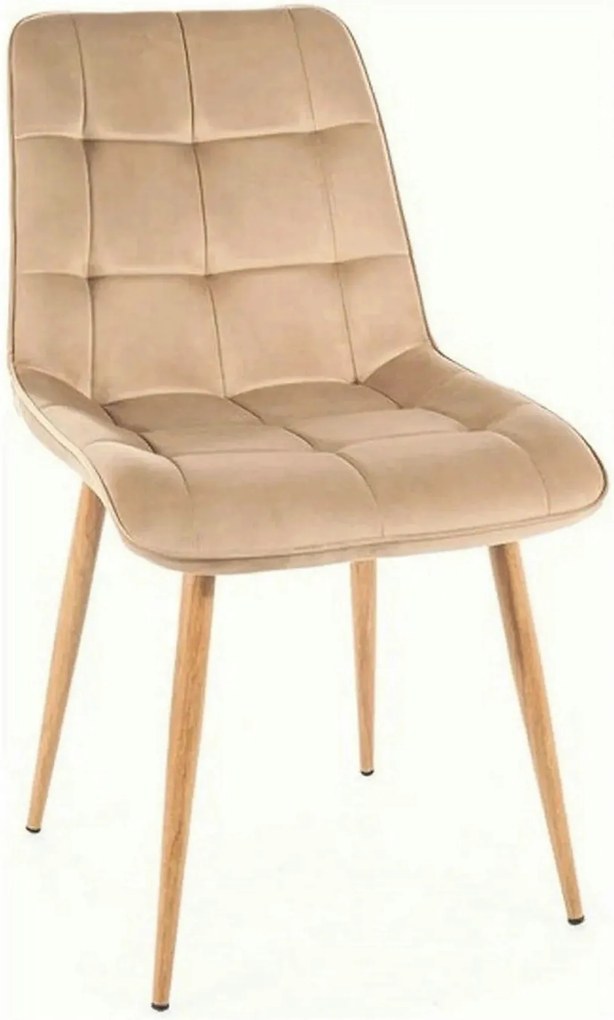 Scaun CHIC D, bej deschis - Bluvel 28, stofa catifelata/metal, 50x58x8