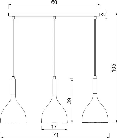 Lustră pe cablu NOAK 3xE27/15W/230V crem