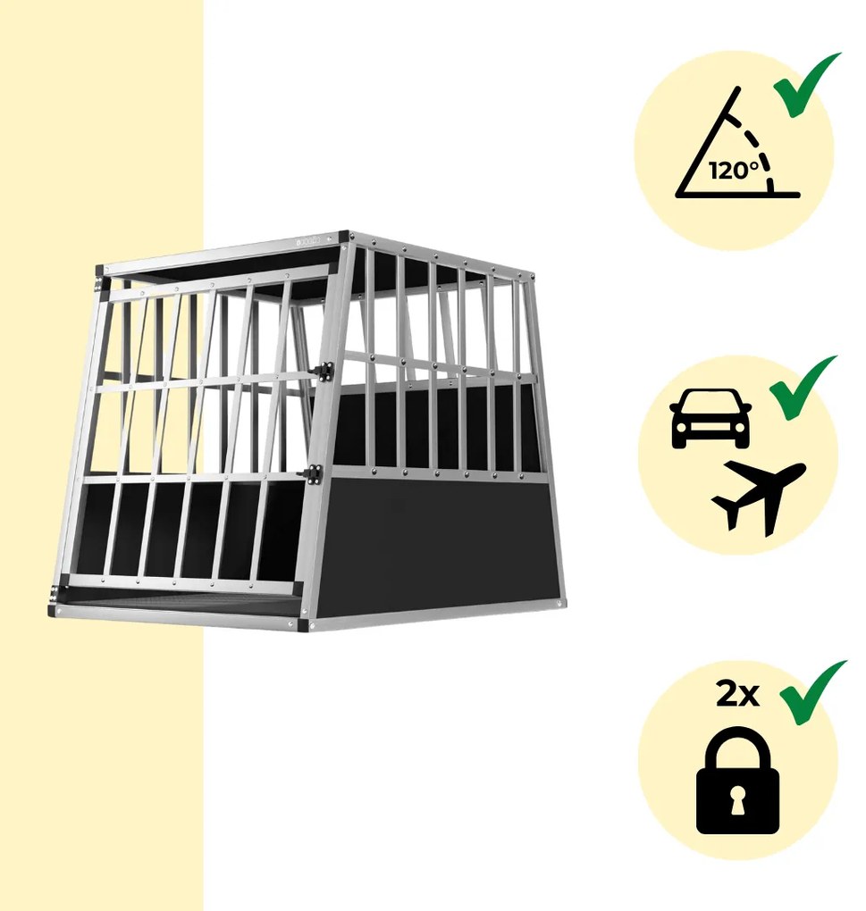 Cușcă de transport pentru câini BRUNO, 66x90x72cm, argintiu/negru Jurhan
