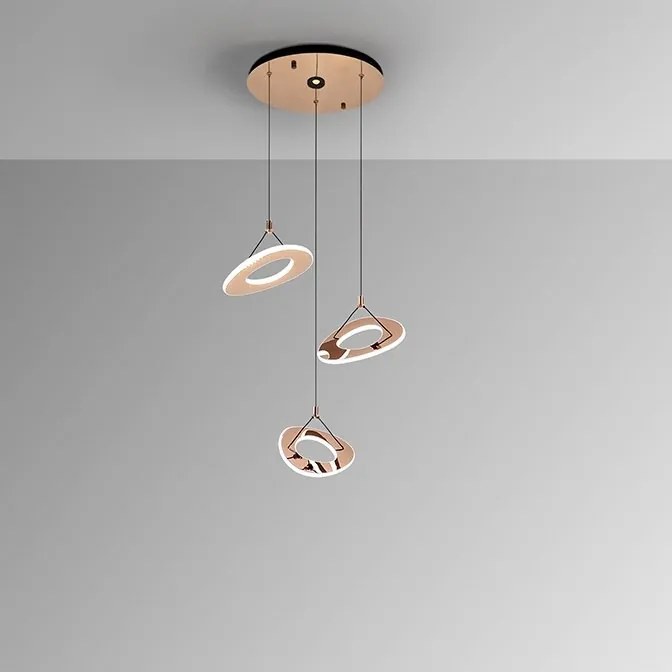 Lustra cu 3 Pendule LED auriu roze Mirena