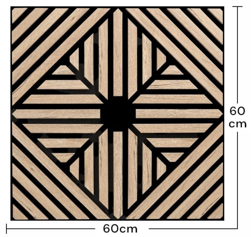 Panou riflaj acustic decorativ, MDF si pasla, AC9, 60x60x1.8cm, Stejar deschis