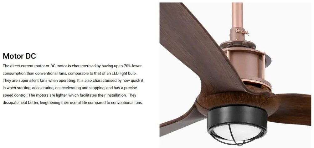 Lustra cu Ventilator si telecomanda JUST FAN M LED cupru/maro