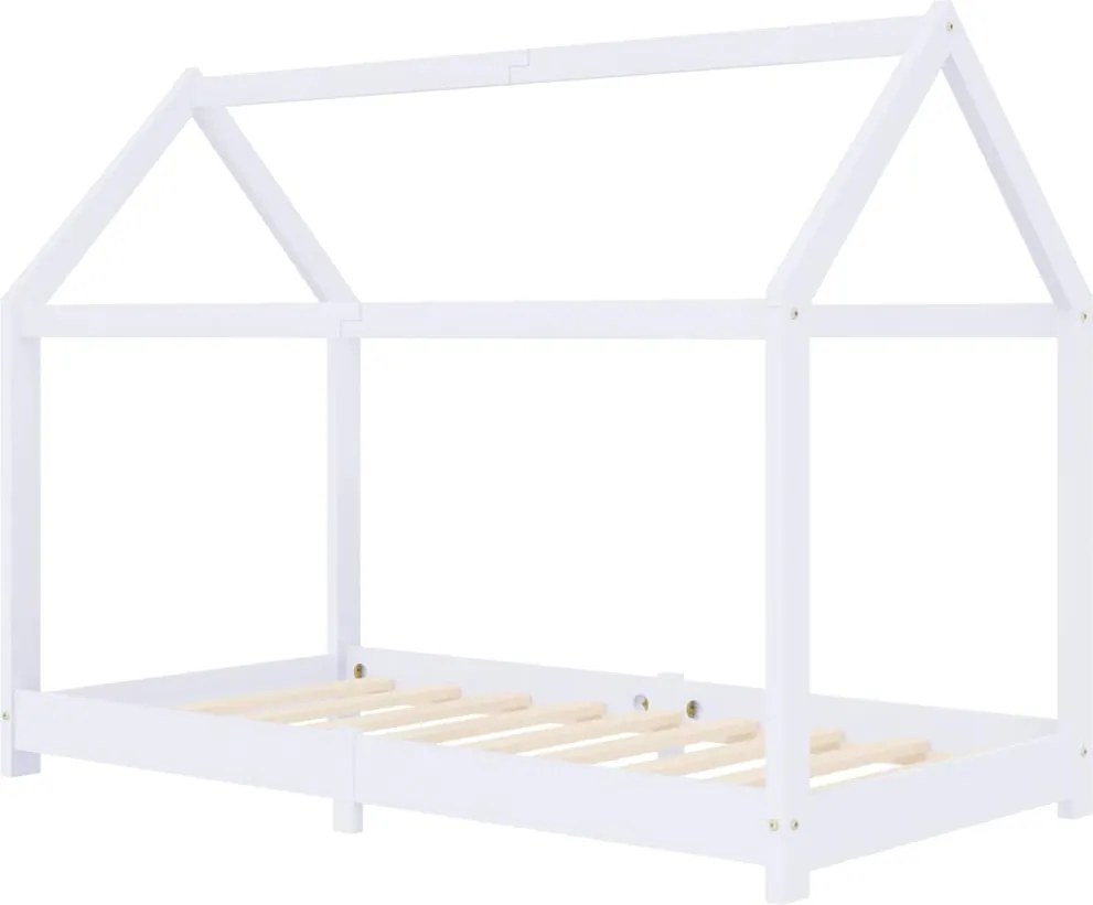 vidaXL Cadru pat de copii, alb, 70 x 140 cm, lemn masiv de pin