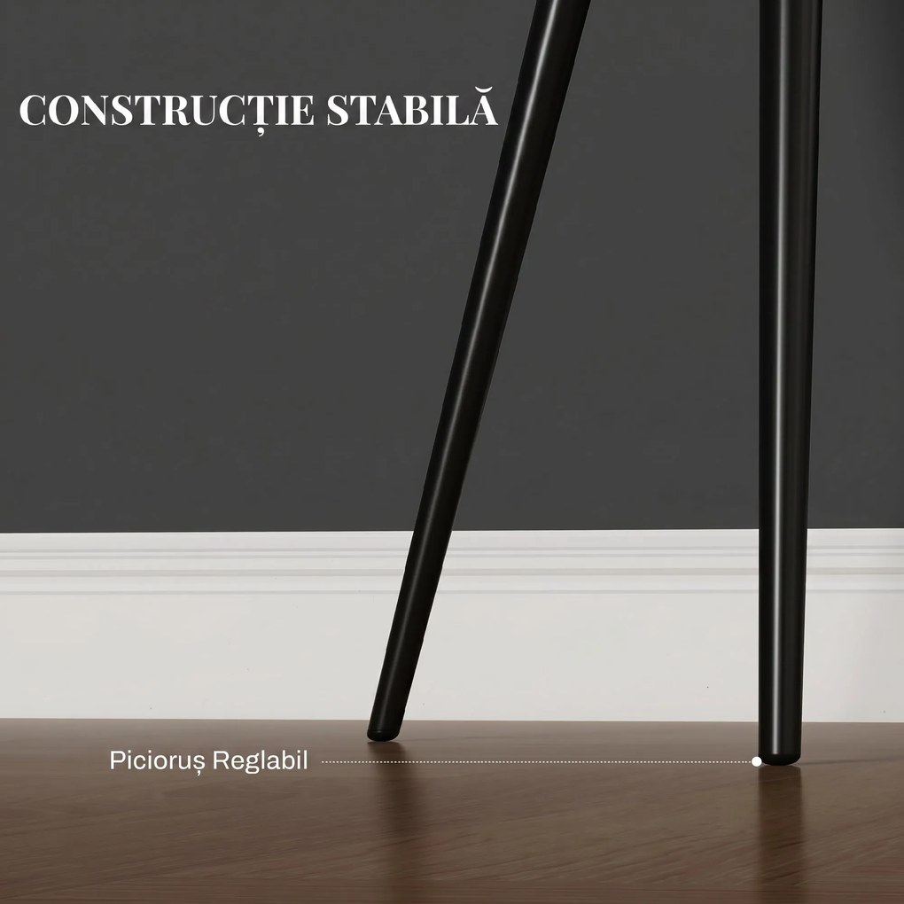 HOMCOM Set 2 Scaune Tapițate în Stil Nordic cu Brațe și Picioare din Oțel pentru Sufragerie, 54x57x80 cm, Negru | Aosom Romania