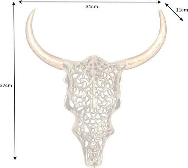 Decoratiune murala cap de taur auriu cu coarne EXOTIC BULL 60cm