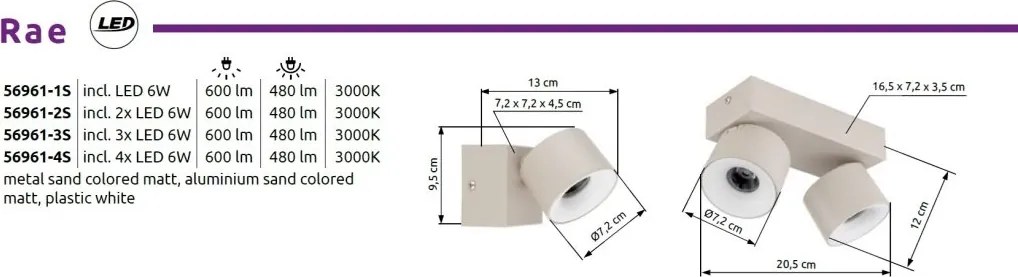 Plafoniera LED cu 2 spoturi moderna RAE