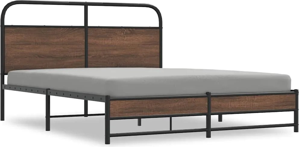 vidaXL Cadru de pat metalic fără saltea, stejar maro, 160x200 cm