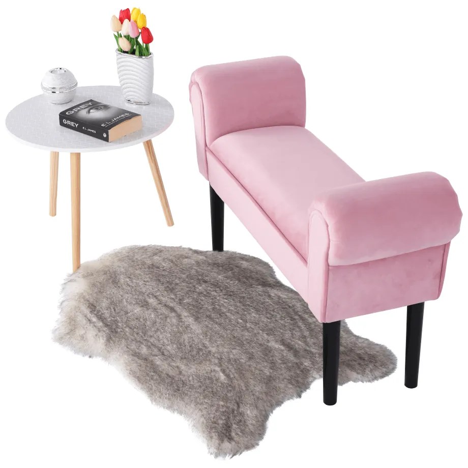 Bancă, catifea Velvet, roz învechit/negru, BURDA