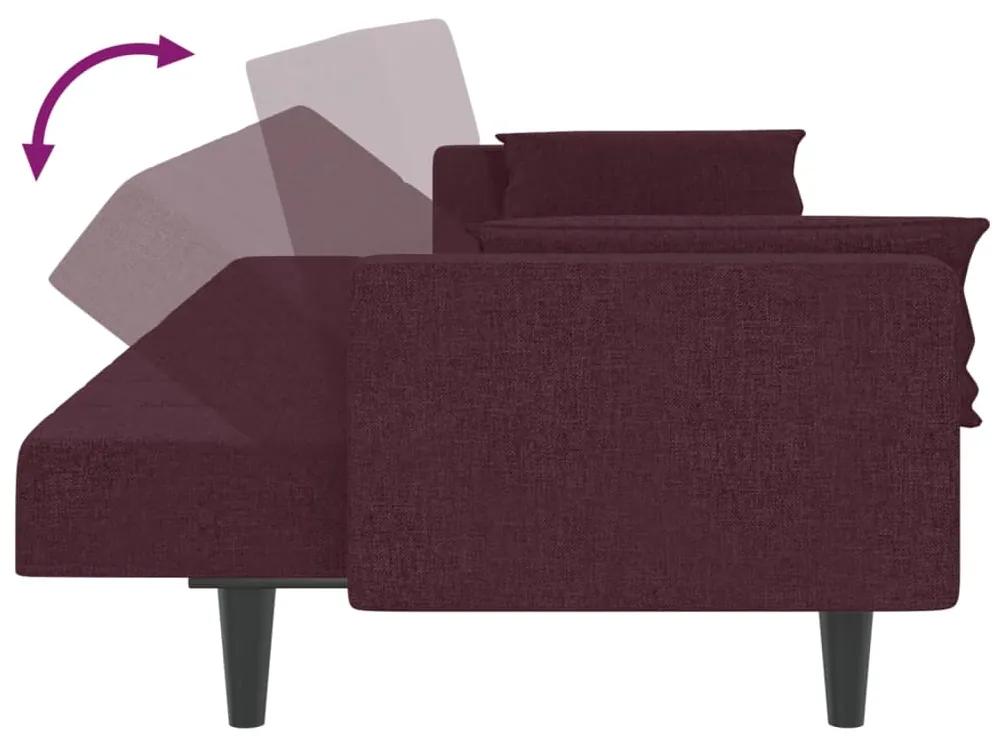 Canapea extensibila 2 locuri, 2 perne taburet, violet, textil Violet, Cu suport de picioare