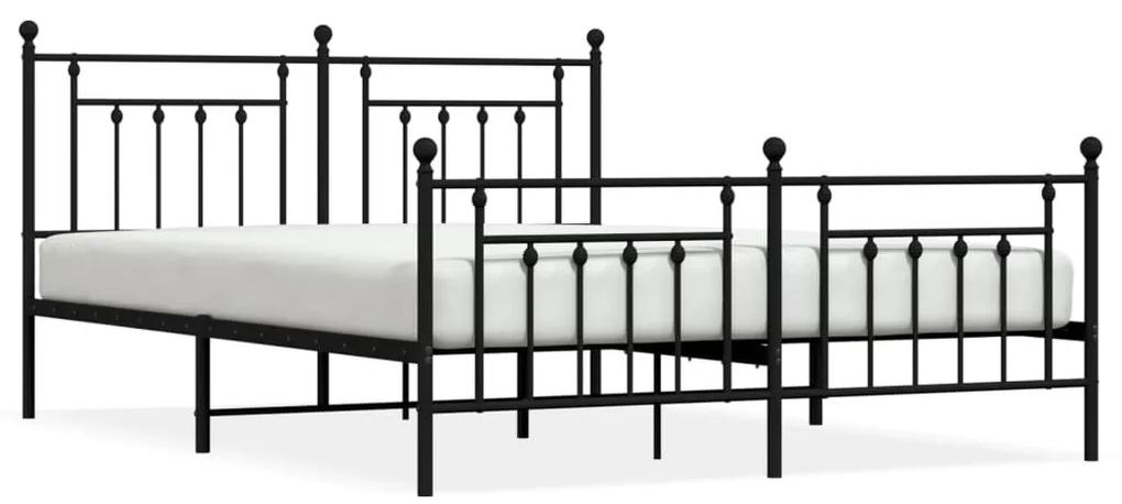 353560 vidaXL Cadru pat metalic cu tăblii de cap/picioare, negru, 183x213 cm