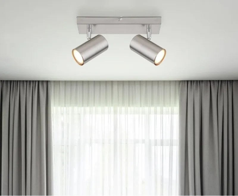 Aplica de perete / tavan cu 2 spoturi directionabile design modern ROBBY nickel mat