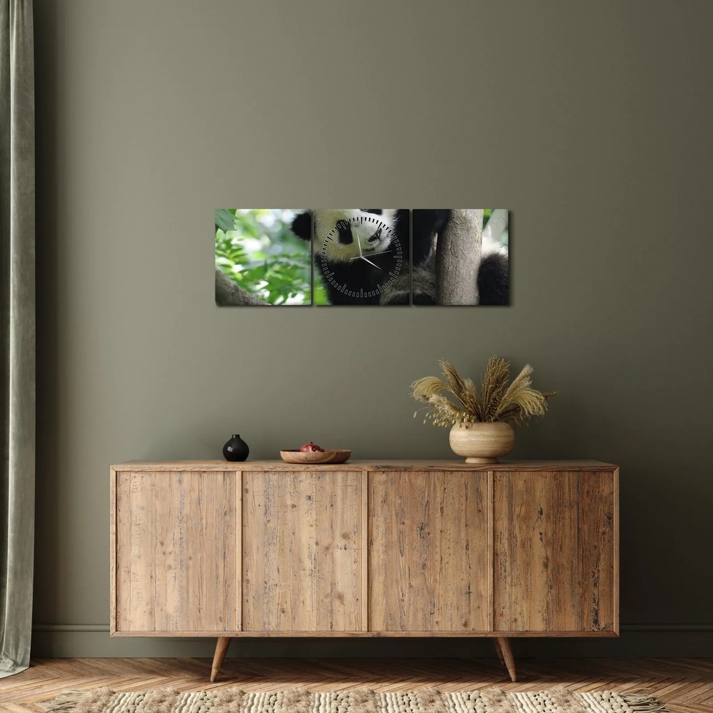 Tablou - Panda in copac (cu ceas) (90x30 cm)