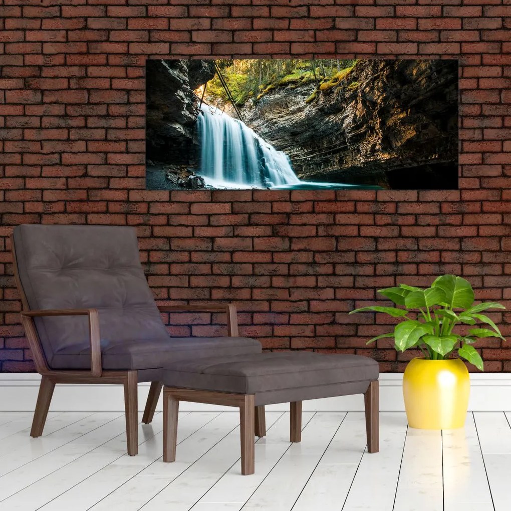 Tablou cu cascada de pădure (120x50 cm)