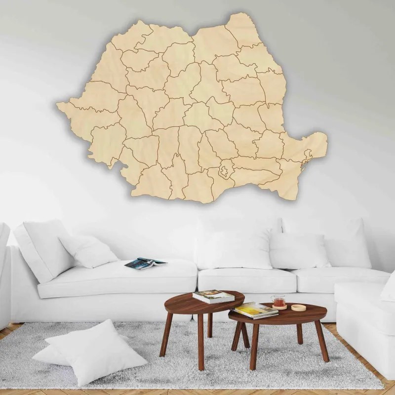SENTOP | Hartă de perete din lemn România - ROMA