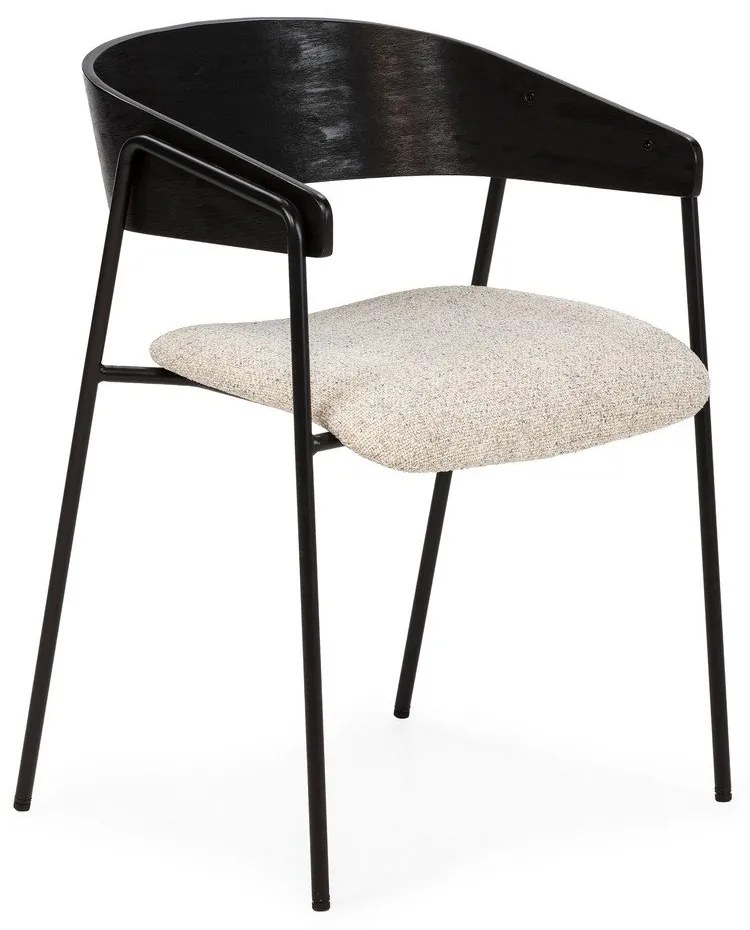 Set de scaune de sufragerie negru/bej cu cotiere 2 buc. tapițat Cora – MOME