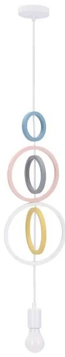 Lustră pentru copii HOOPS, 1xE27/20W/230V, Ø 19 cm, multicoloră
