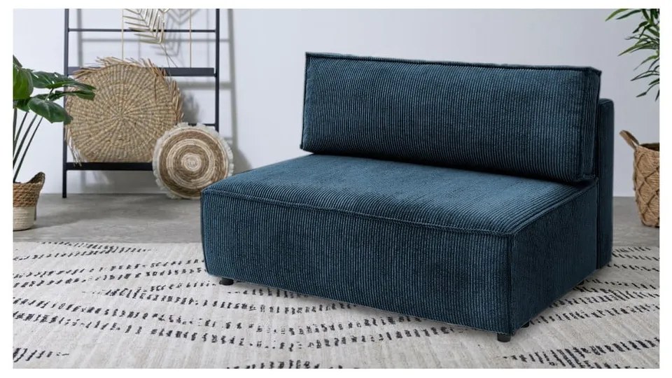 Modul pentru canapea albastru închis cu tapițerie din catifea reiată (de mijloc) Nihad modular – Bobochic Paris