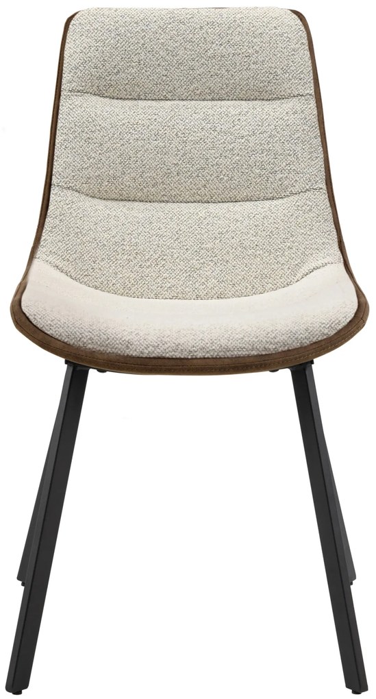 MAZZONI EXPORT IDA Crem și Maro (material Monza 90/Preston 22) - SCAUN TAPIȚAT BOUCLÉ MODERN PENTRU SALON/SUFRAGERIE LOFT