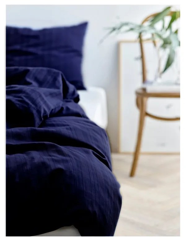 Lenjerie de pat albastru-închis din damasc pentru pat de o persoană 140x200 cm Noble – Södahl