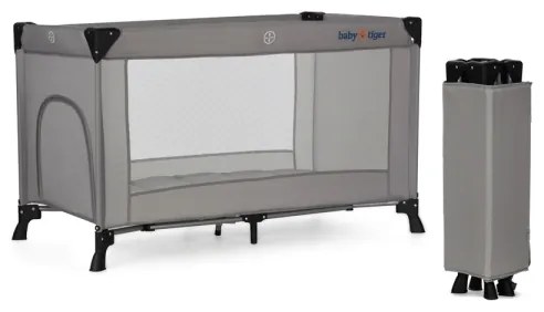 Pătuț de voiaj Baby Tiger VIKI gri KINDERKRAFT