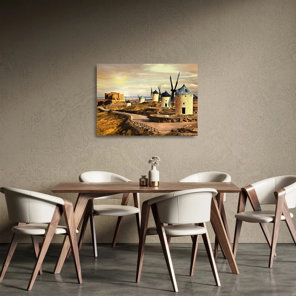 Tablou pe sticlă - Morile de vânt (70x50 cm)