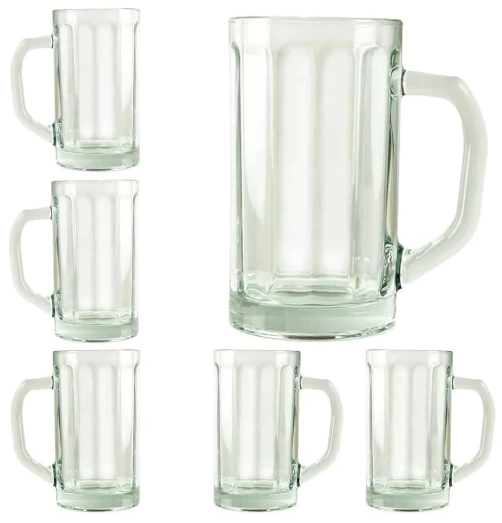 Set 6 halbe de bere 500 ml, Transparent