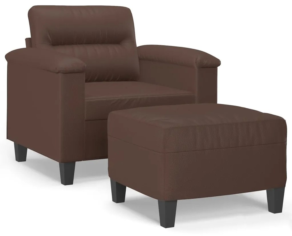 3153679 vidaXL Fotoliu canapea cu taburet, maro, 60 cm, piele ecologică
