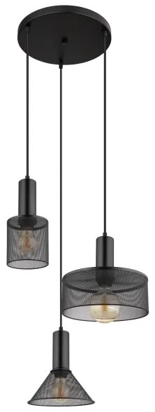 Lustră pe cablu JEDD 3xE27/60W/230V negru Globo 15648-3H
