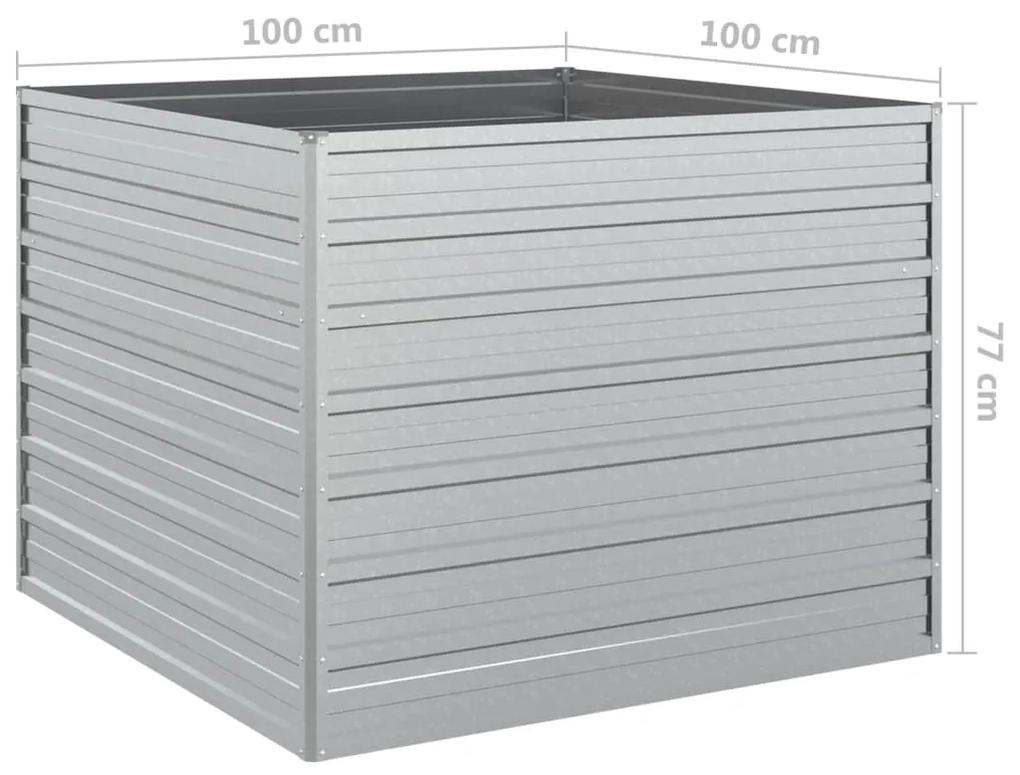 Strat inaltat de gradina argintiu 100x100x77cm otel galvanizat 1, 100 x 100 x 77 cm