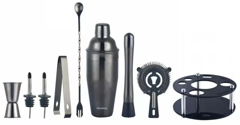 Set shaker cu accesorii Klausberg KB 7581, 10 buc, Stand, 720 ml, Grafit