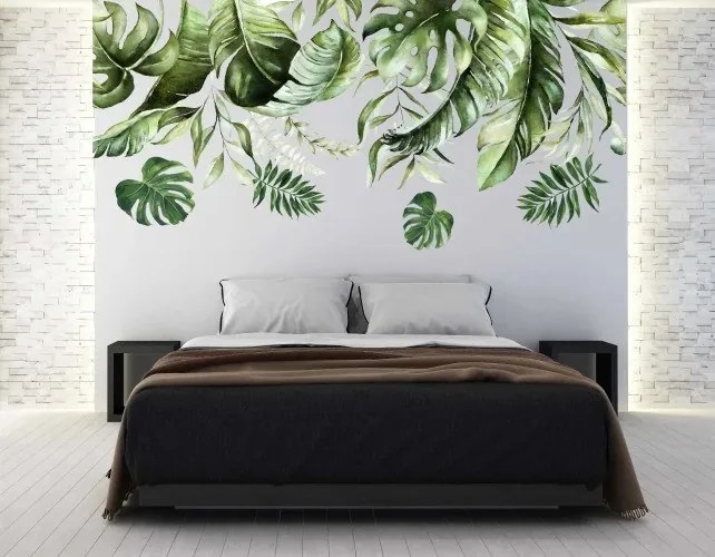 Autocolant de perete pentru interior cu motiv de frunze de monstera 80 x 160 cm