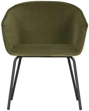Set 2 scaune dining din catifea verde si metal negru Sien Chair