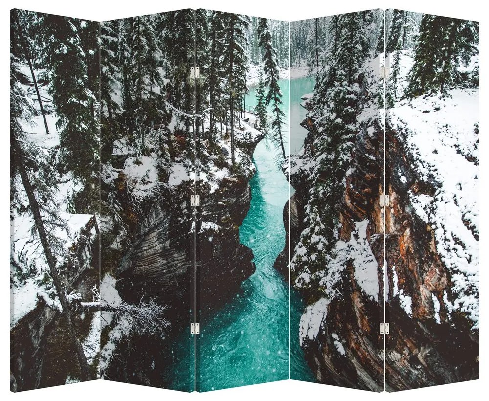 Paravan - Râul de munte iarna (210x170 cm)