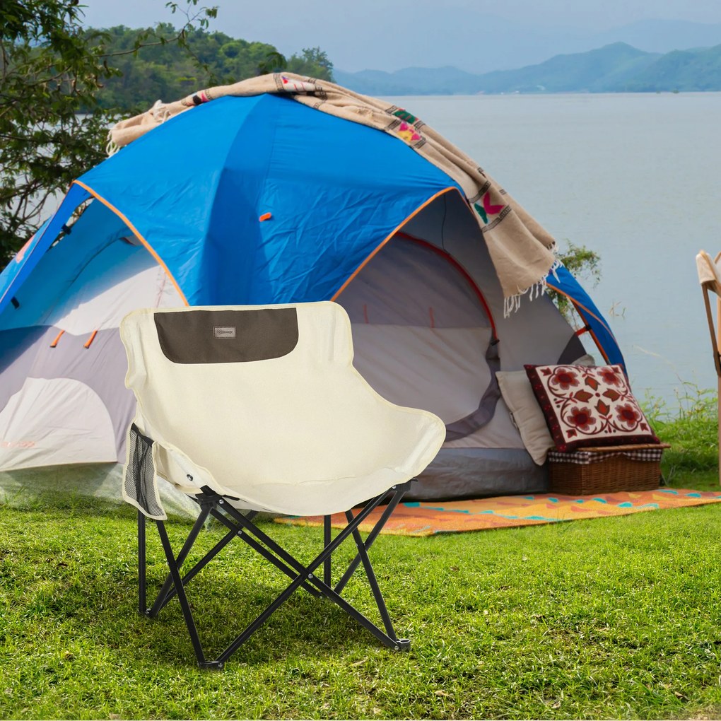 Outsunny Scaun Camping Pliant Material Oxford Oțel Buzunar Husă Transport | Aosom Romania