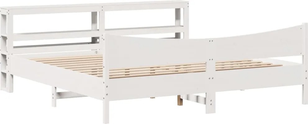 vidaXL Cadru de pat cu tăblie, alb, 180x200 cm, lemn masiv de pin