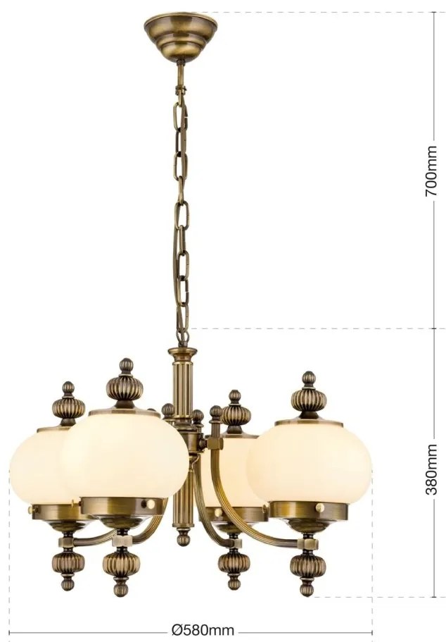 Lustra suspendata eleganta stil clasic Nostalgie 4L patina/ champagne