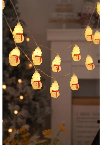 Instalație LED de Crăciun Retlux 20xLED/3xAA/alb cald 3,3m oameni de zăpadă