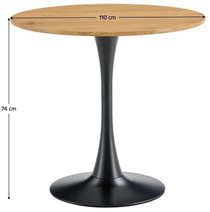 Masă de sufragerie Roventona (Stejar + Negru) (pentru 4 persoane). 1097163