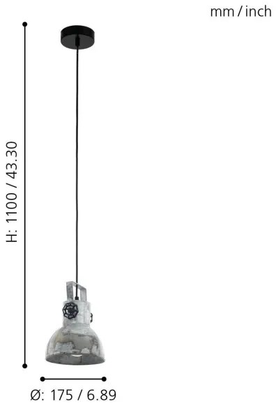 Eglo 49619 - Lustră pe cablu BARNSTAPLE 1xE27/40W/230V