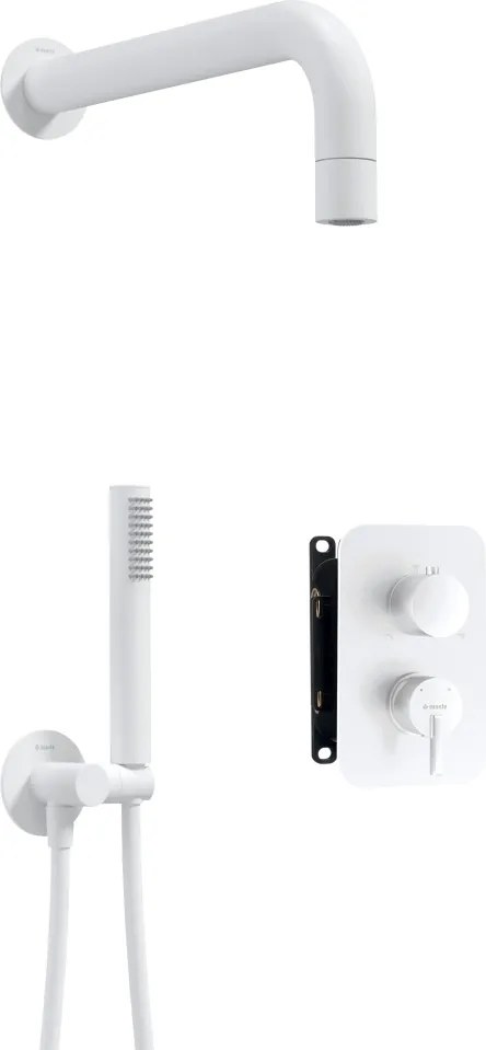 🚿 Set de duș SILIA, montaj îngropat cu BOX, pară de duș – Cod BXYZAQSM finisaj alb