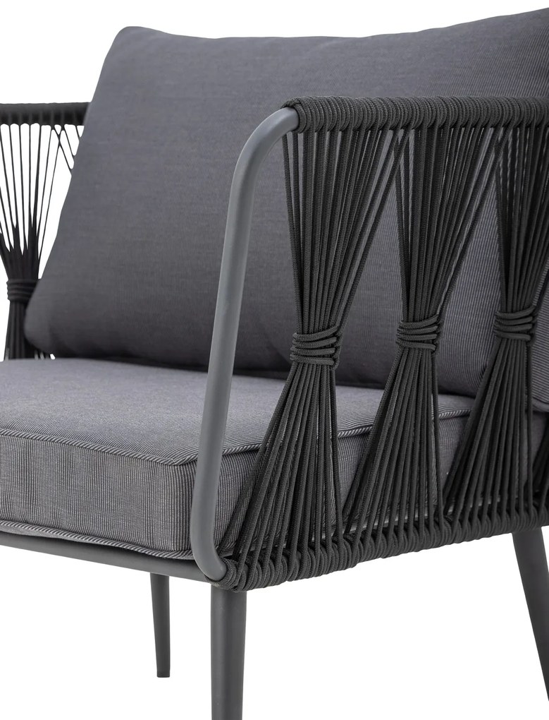 Fotoliu de exterior, negru, din metal, Pavone
