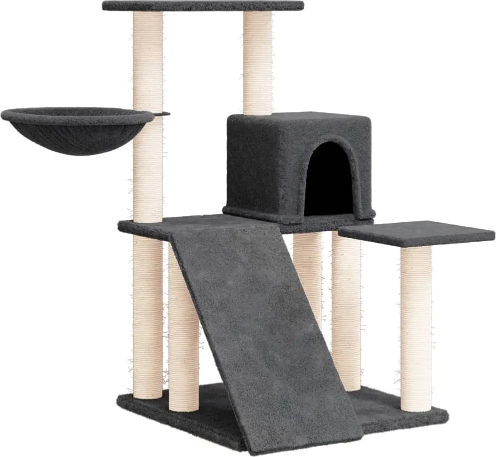 vidaXL Ansamblu pisici cu stâlpi din funie sisal, gri închis, 82 cm