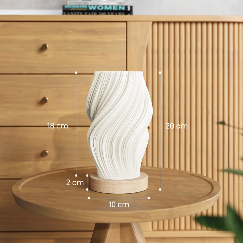 HOMCOM Lampă de Masă cu 3 Culori și 10 Trepte de Luminozitate, din ABS Alb și Lemn | Aosom Romania