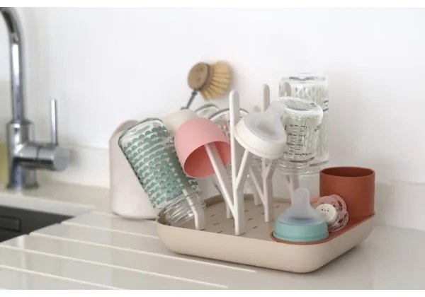 Suport pentru uscarea biberoanelor Beaba bej/portocaliu