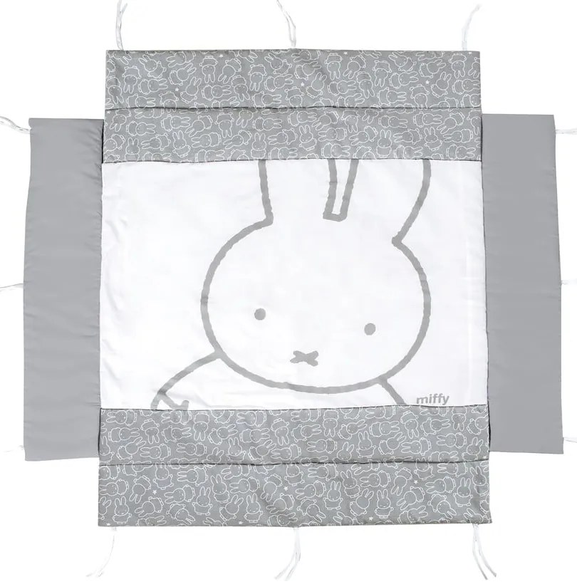 Apărătoare pentru pătuț alb/gri din amestec de bumbac 96 cm Miffy – Roba