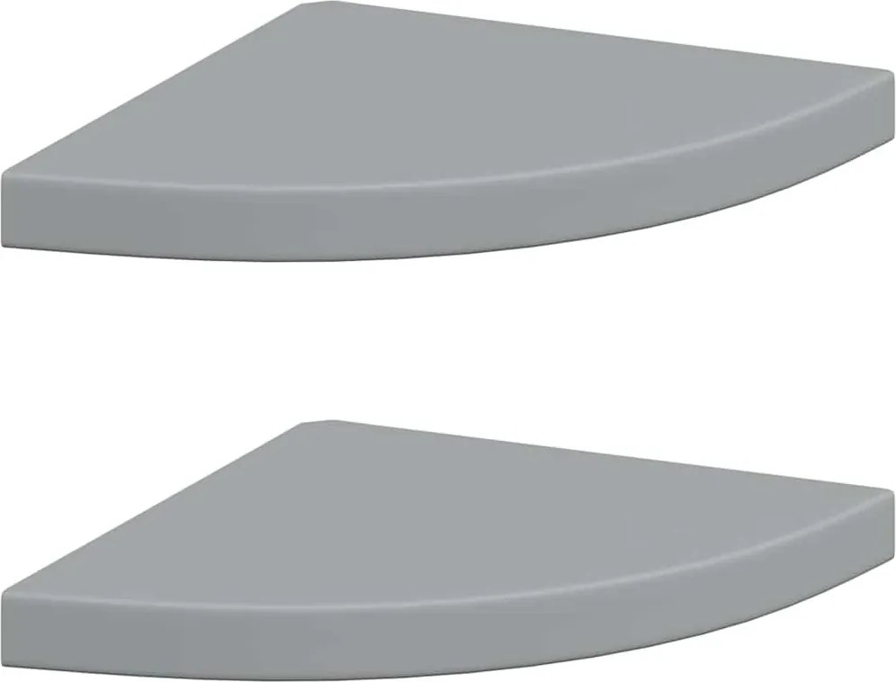 vidaXL Rafturi colț de perete, 2 buc., gri, 35x35x3,8 cm, MDF