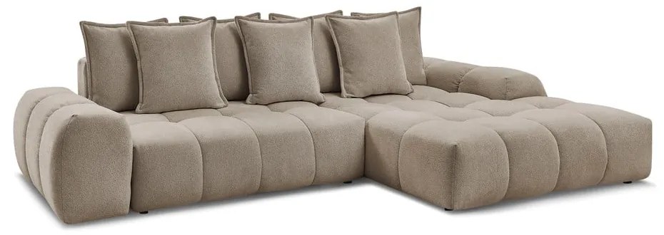 Colțar taupe extensibil/cu spațiu de depozitare cu tapițerie din chenille (cu colț pe partea dreaptă/cu șezlong) Everest – Bobochic Paris